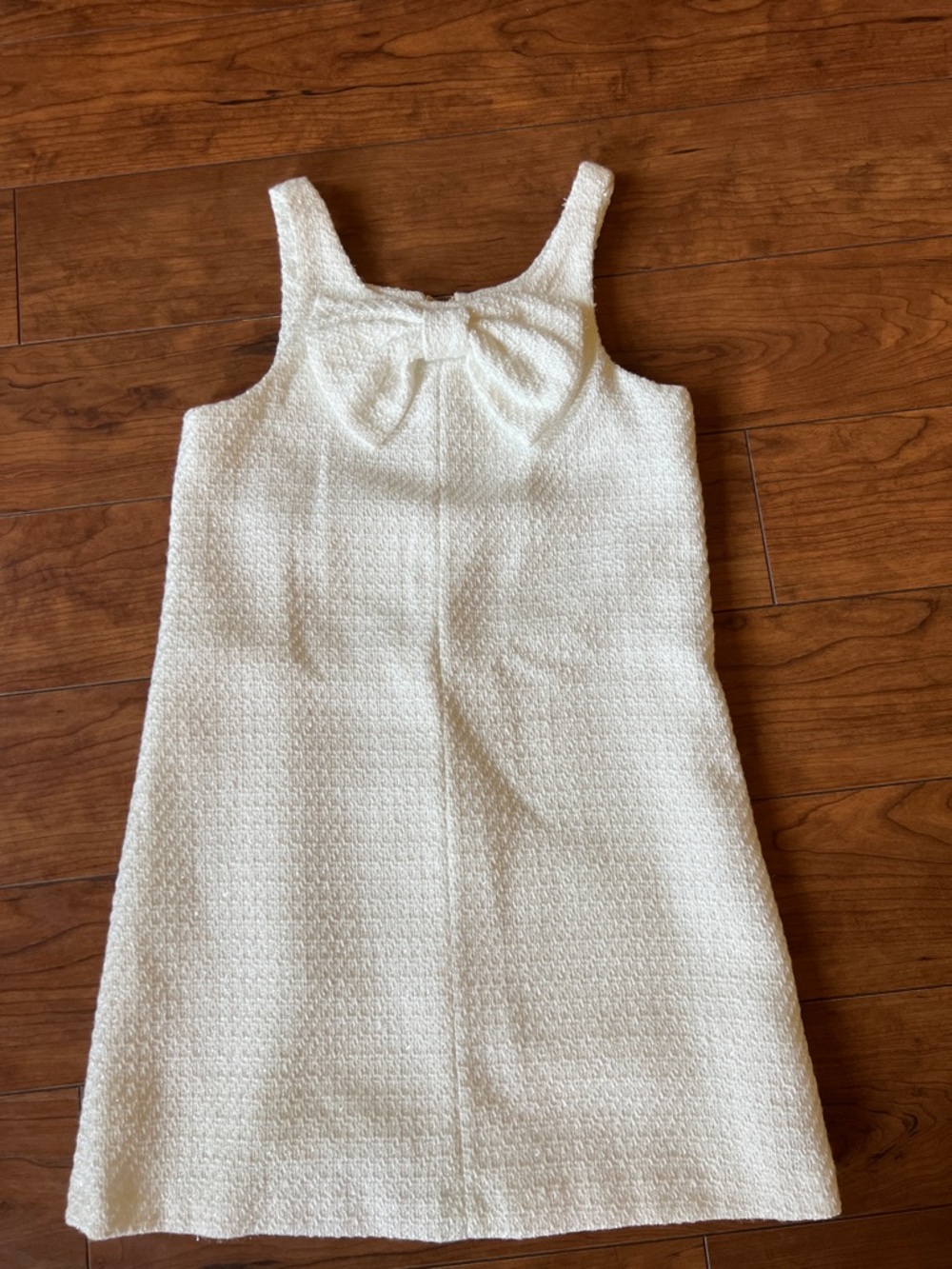 GB girls Cream Textured Bow Shift Dress